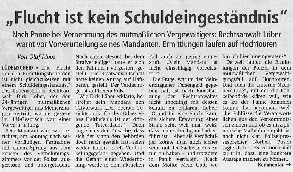 Flucht kein Schuldeingest&auml;ndnis