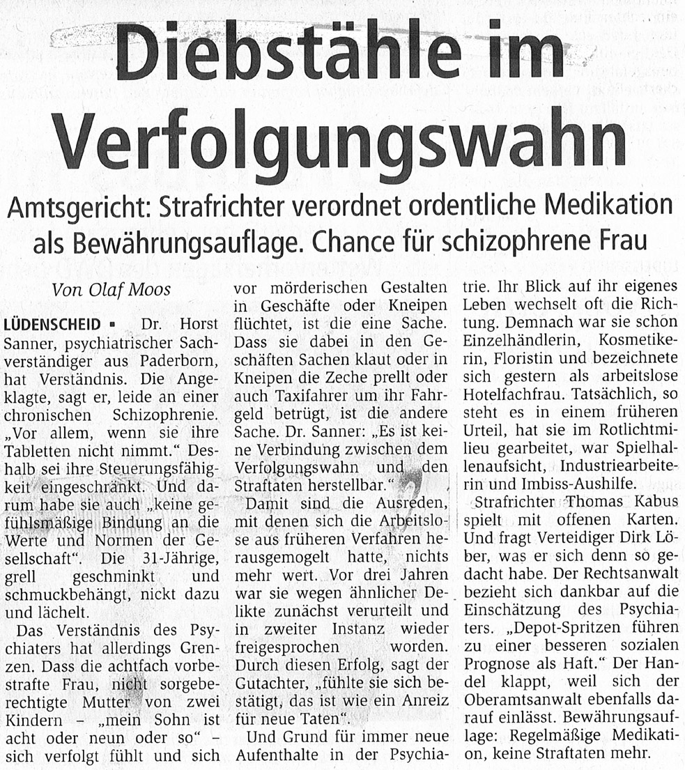 Mediaktion als Bewährungsauflage Medikation als Bewährungsauflage